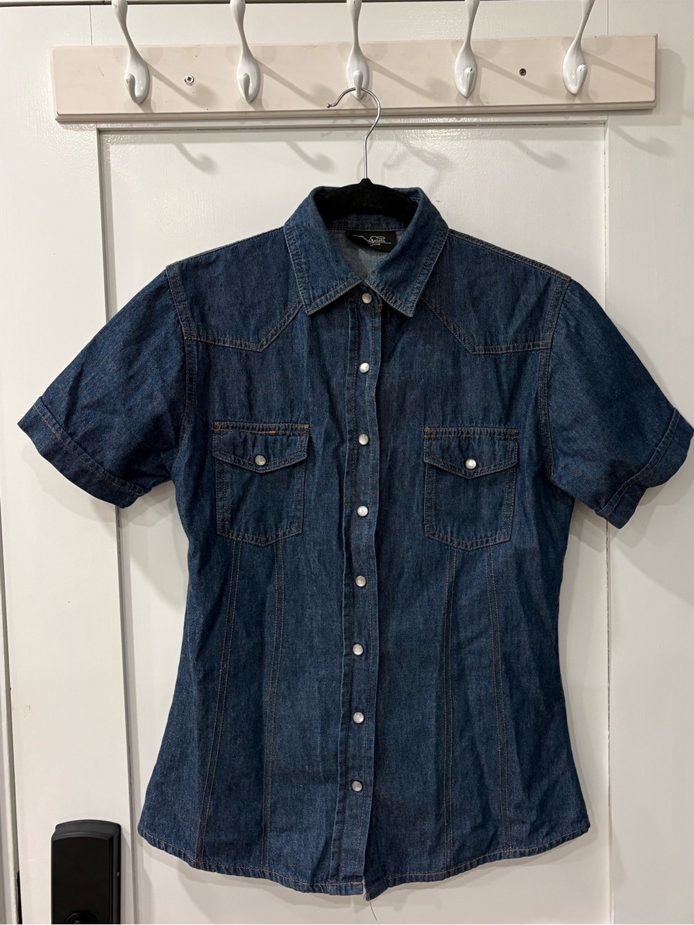 Vintage Short-Sleeve Denim Button Up